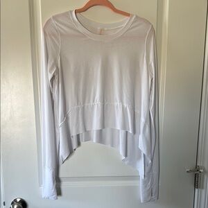 White Asymmetrical Hem Women's Top